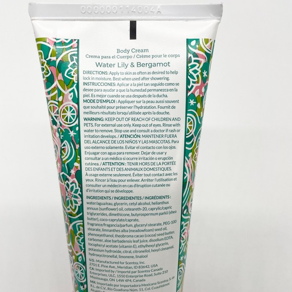 Scentsy Water Lily‎ And Bergamot Body Cream 8oz Aloe Sunflower Oil Spa Pampering - Picture 3 of 8